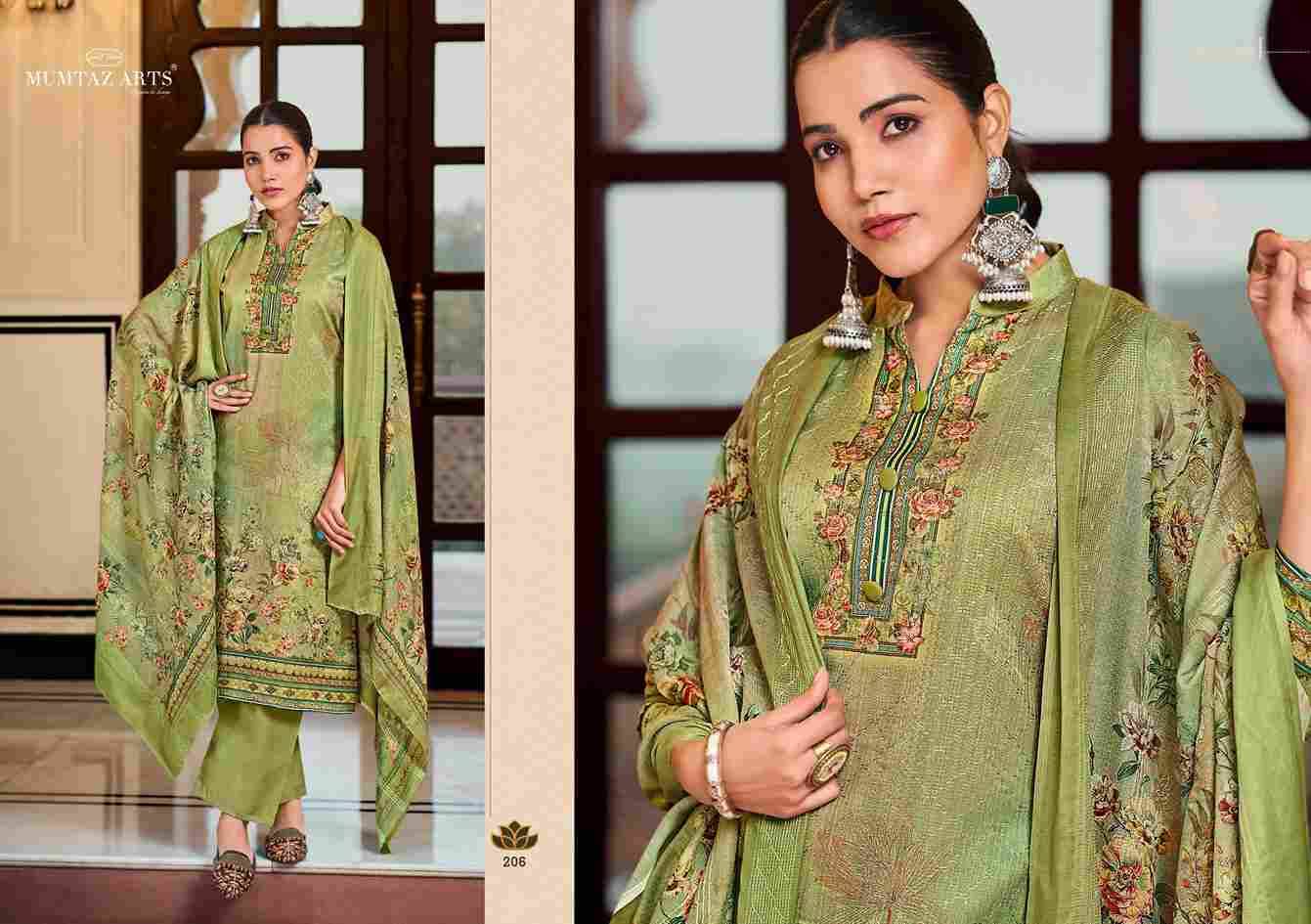 Mannat 201 Series By Mumtaz Arts 201 To 207 Series Beautiful Festive Suits Colorful Stylish Fancy Casual Wear & Ethnic Wear Pure Jam Print With Work Dresses At Wholesale Price