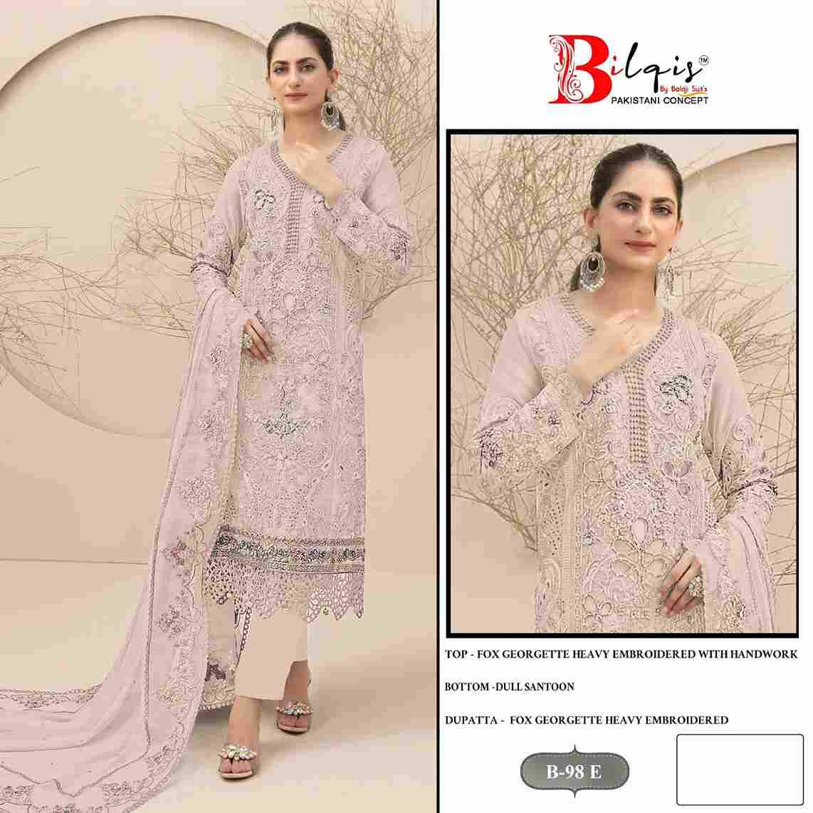 Bilqis 98 Colours Vol-2 By Bilqis 98-E To 98-H Series Beautiful Pakistani Suits Stylish Fancy Colorful Party Wear & Occasional Wear Faux Georgette Embroidery Dresses At Wholesale Price