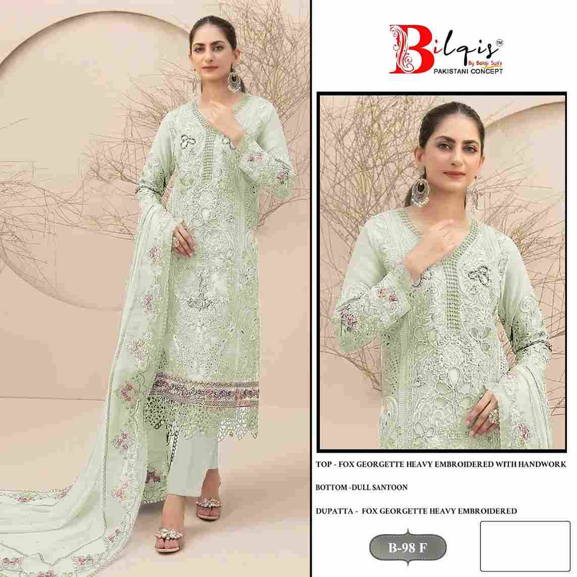 Bilqis 98 Colours Vol-2 By Bilqis 98-E To 98-H Series Beautiful Pakistani Suits Stylish Fancy Colorful Party Wear & Occasional Wear Faux Georgette Embroidery Dresses At Wholesale Price