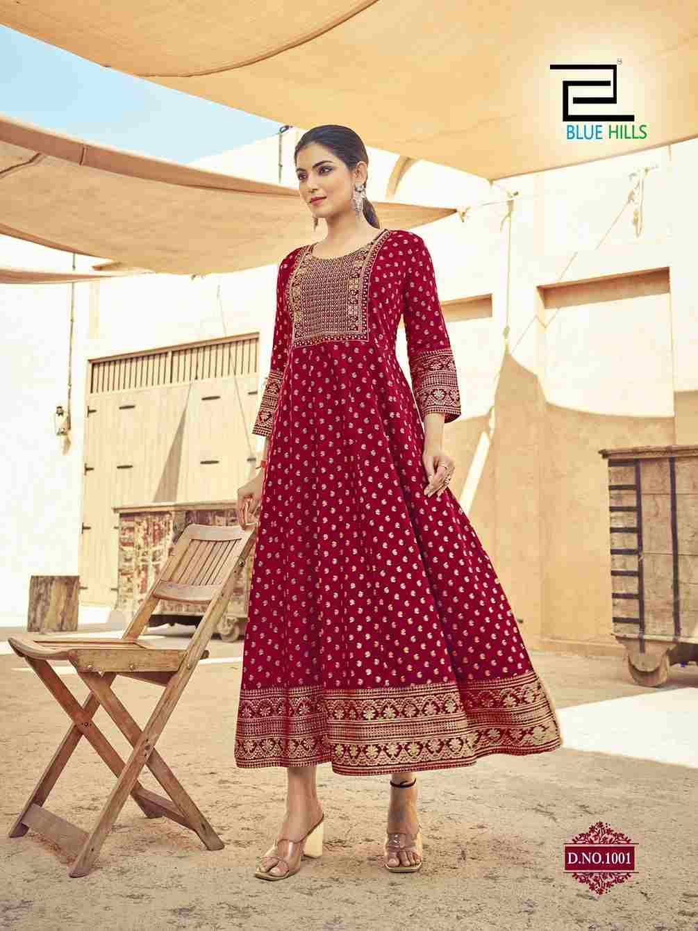 Urvashi By Blue Hills 1001 To 1010 Series Designer Stylish Fancy Colorful Beautiful Party Wear & Ethnic Wear Collection Rayon Print Gowns At Wholesale Price