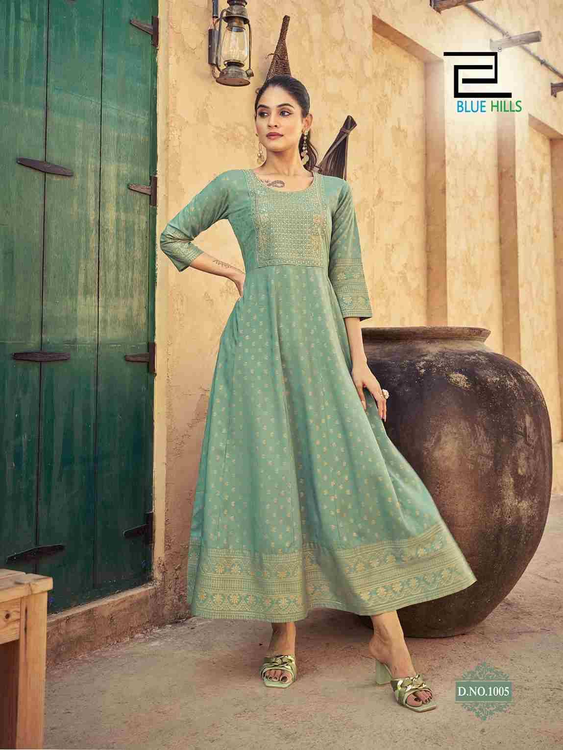 Urvashi By Blue Hills 1001 To 1010 Series Designer Stylish Fancy Colorful Beautiful Party Wear & Ethnic Wear Collection Rayon Print Gowns At Wholesale Price