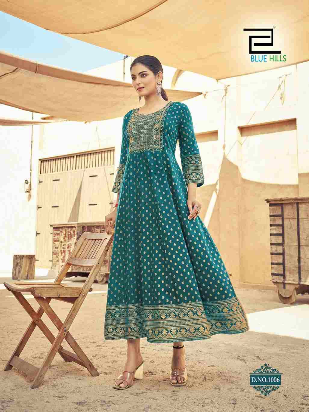 Urvashi By Blue Hills 1001 To 1010 Series Designer Stylish Fancy Colorful Beautiful Party Wear & Ethnic Wear Collection Rayon Print Gowns At Wholesale Price