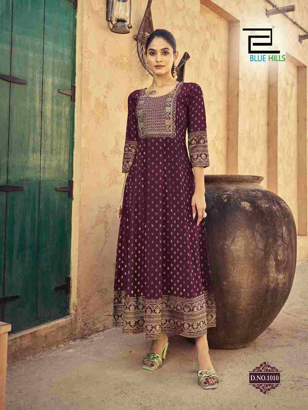 Urvashi By Blue Hills 1001 To 1010 Series Designer Stylish Fancy Colorful Beautiful Party Wear & Ethnic Wear Collection Rayon Print Gowns At Wholesale Price