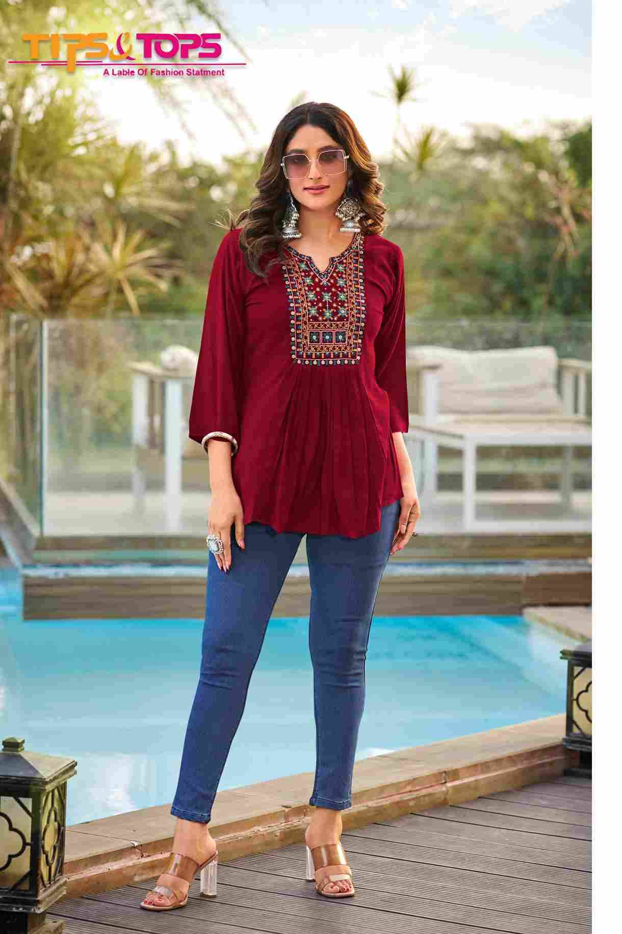 Sana Vol-4 By Tips And Tops 1001 To 1008 Series Designer Stylish Fancy Colorful Beautiful Party Wear & Ethnic Wear Collection Rayon Tops At Wholesale Price