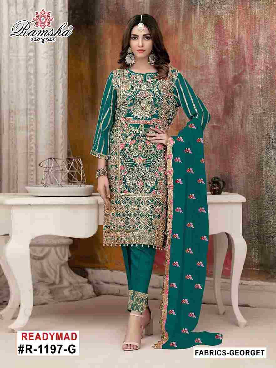 Ramsha 1197 Colours Vol-2 By Ramsha 1197-E To 1197-H Series Beautiful Pakistani Suits Colorful Stylish Fancy Casual Wear & Ethnic Wear Georgette Dresses At Wholesale Price