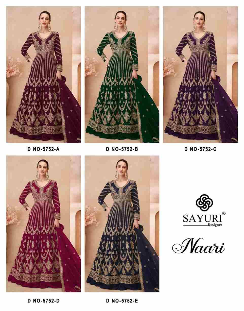 Naari By Sayuri 5752-A To 5752-E Series Designer Sharara Suits Collection Beautiful Stylish Fancy Colorful Party Wear & Occasional Wear Chinnon Silk Dresses At Wholesale Price