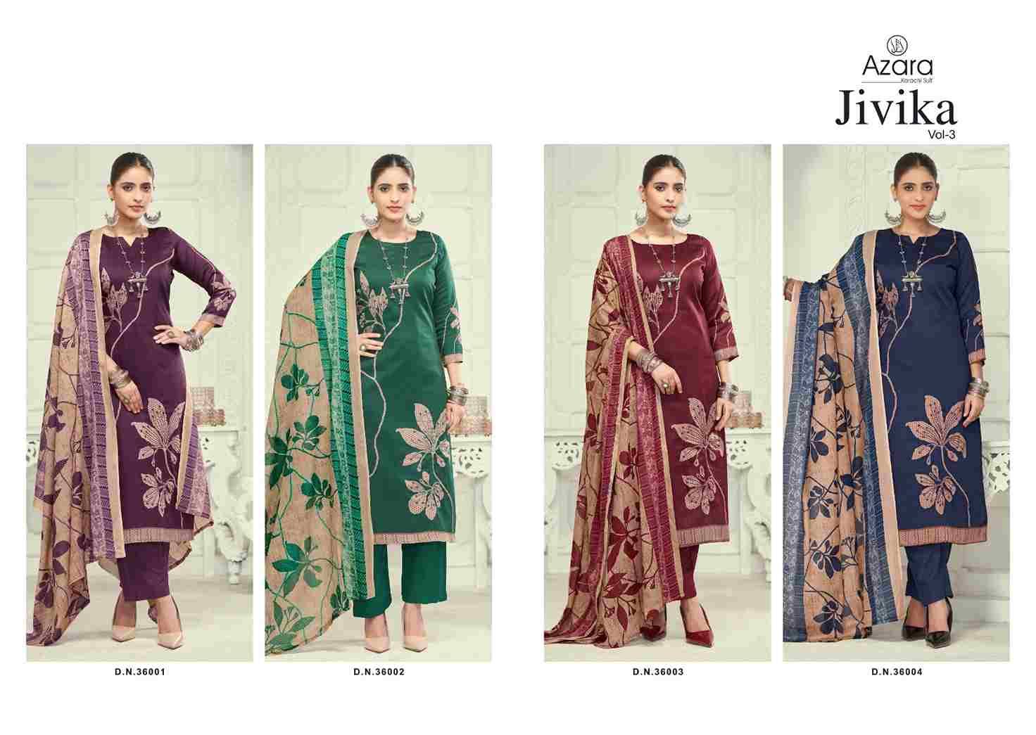 Jivika Vol-3 By Azara 36001 To 36004 Series Beautiful Stylish Festive Suits Fancy Colorful Casual Wear & Ethnic Wear & Ready To Wear Jam Cotton Print Dresses At Wholesale Price