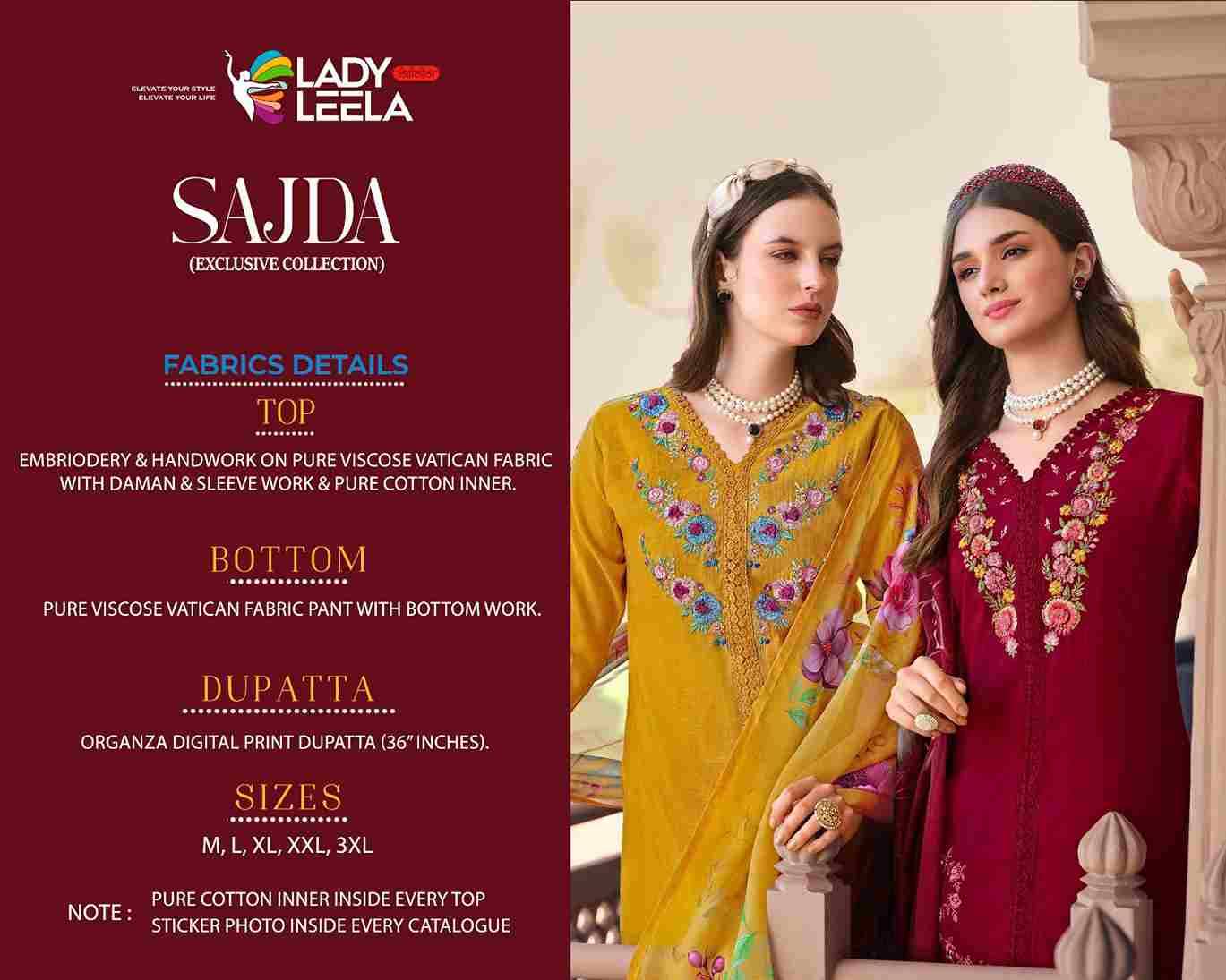 Sajda By Lady Leela 1001 To 1006 Series Designer Festive Suits Collection Beautiful Stylish Fancy Colorful Party Wear & Occasional Wear Pure Viscose Dresses At Wholesale Price