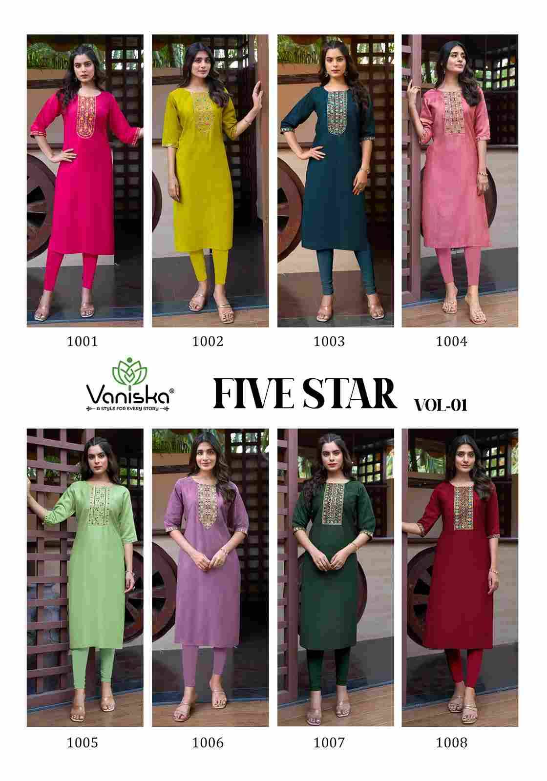 Five Star Vol-1 By Vaniska 1001 To 1008 Series Designer Stylish Fancy Colorful Beautiful Party Wear & Ethnic Wear Collection Vatican Silk Print Kurtis At Wholesale Price