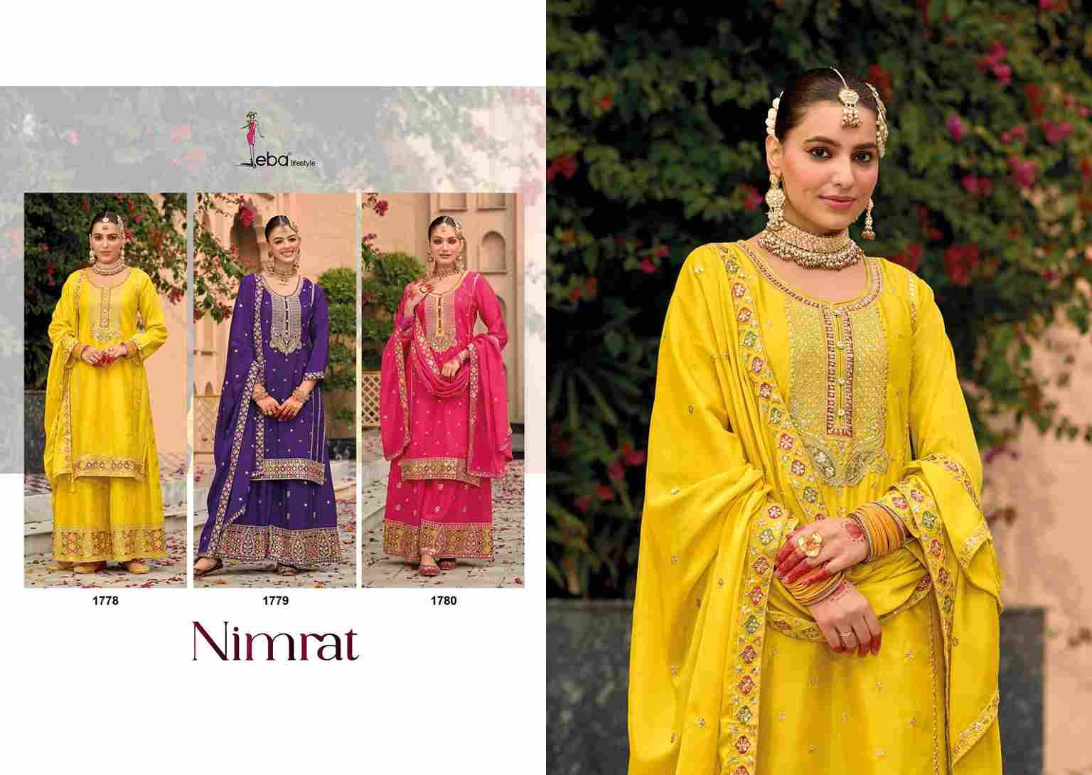 Nimrat By Eba Lifestyle 1778 To 1780 Series Beautiful Stylish Suits Fancy Colorful Casual Wear & Ethnic Wear & Ready To Wear Chinnon Dresses At Wholesale Price