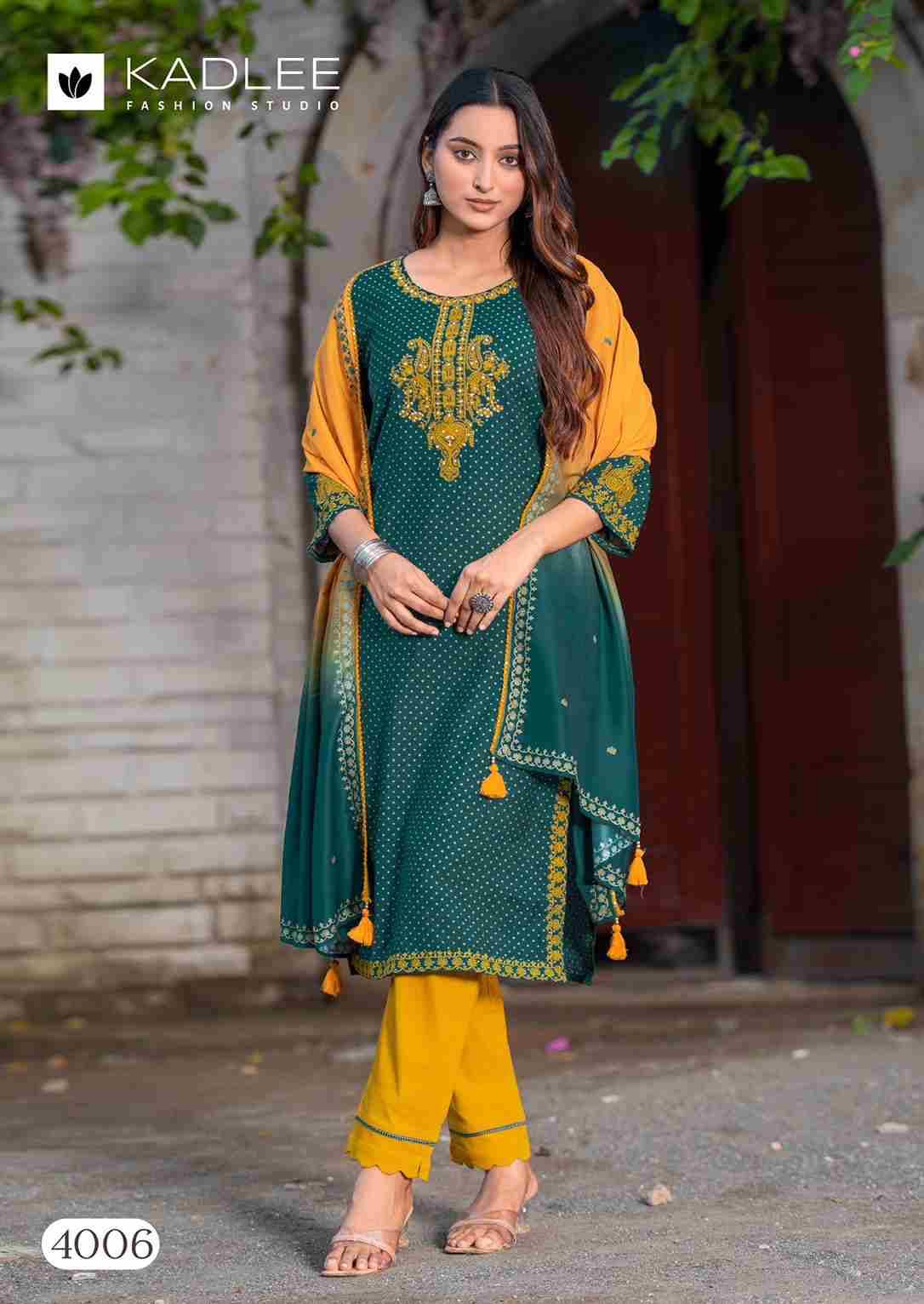 Marina By Kadlee 4001 To 4006 Series Beautiful Festive Suits Colorful Stylish Fancy Casual Wear & Ethnic Wear Rayon Print Dresses At Wholesale Price