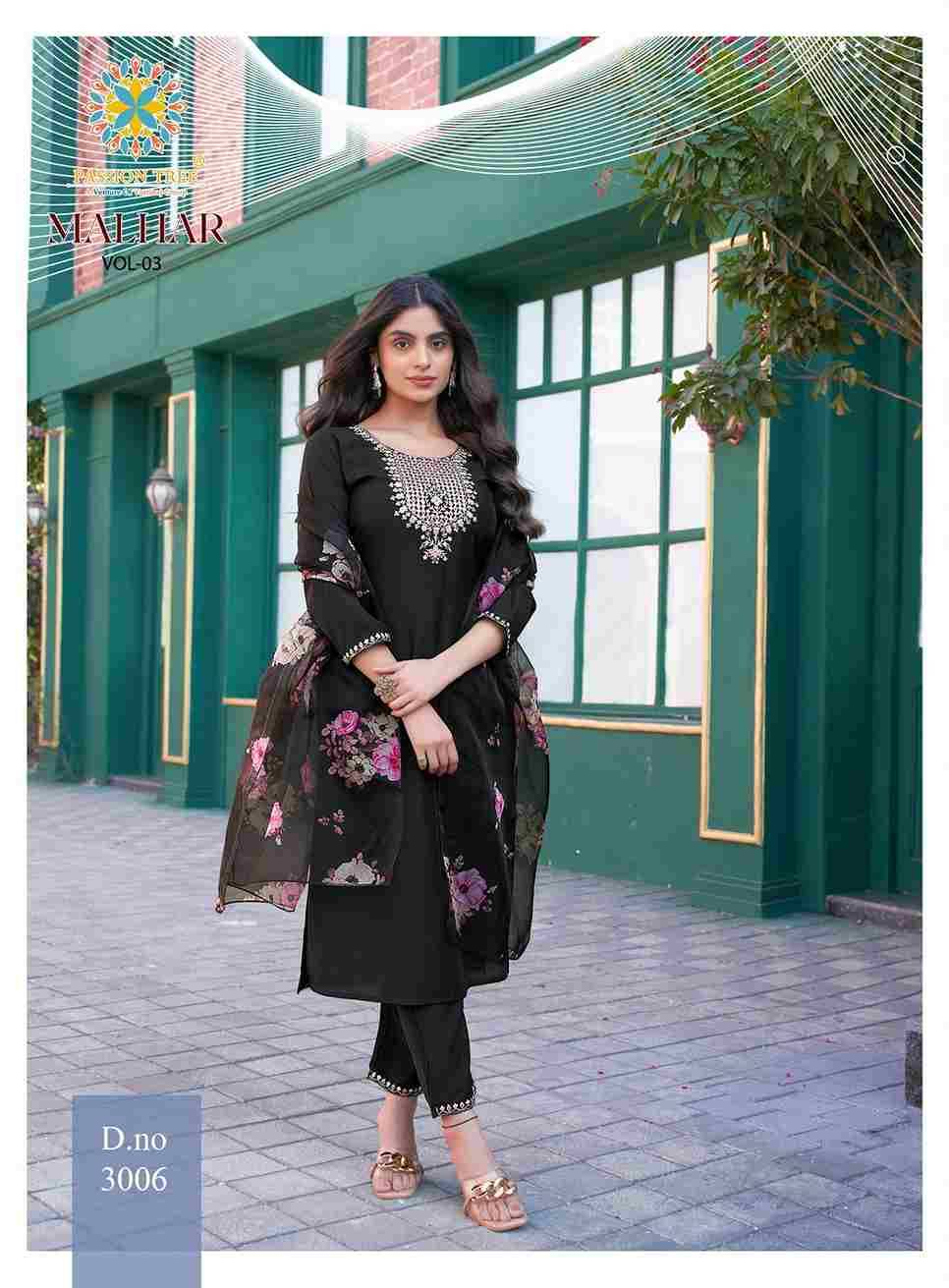 Malhar Vol-3 By Passion Tree 3001 To 3008 Series Beautiful Stylish Festive Suits Fancy Colorful Casual Wear & Ethnic Wear & Ready To Wear Roman Silk Dresses At Wholesale Price