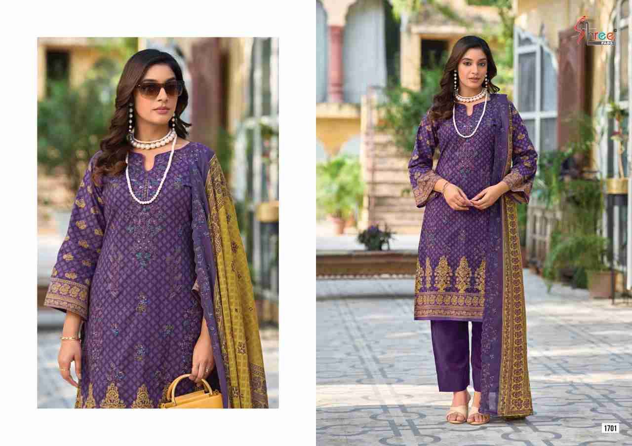 Bin Saeed Lawn Collection Vol-17 By Shree Fabs 1701 To 1706 Series Beautiful Pakistani Suits Colorful Stylish Fancy Casual Wear & Ethnic Wear Pure Cotton With Embroidered Dresses At Wholesale Price