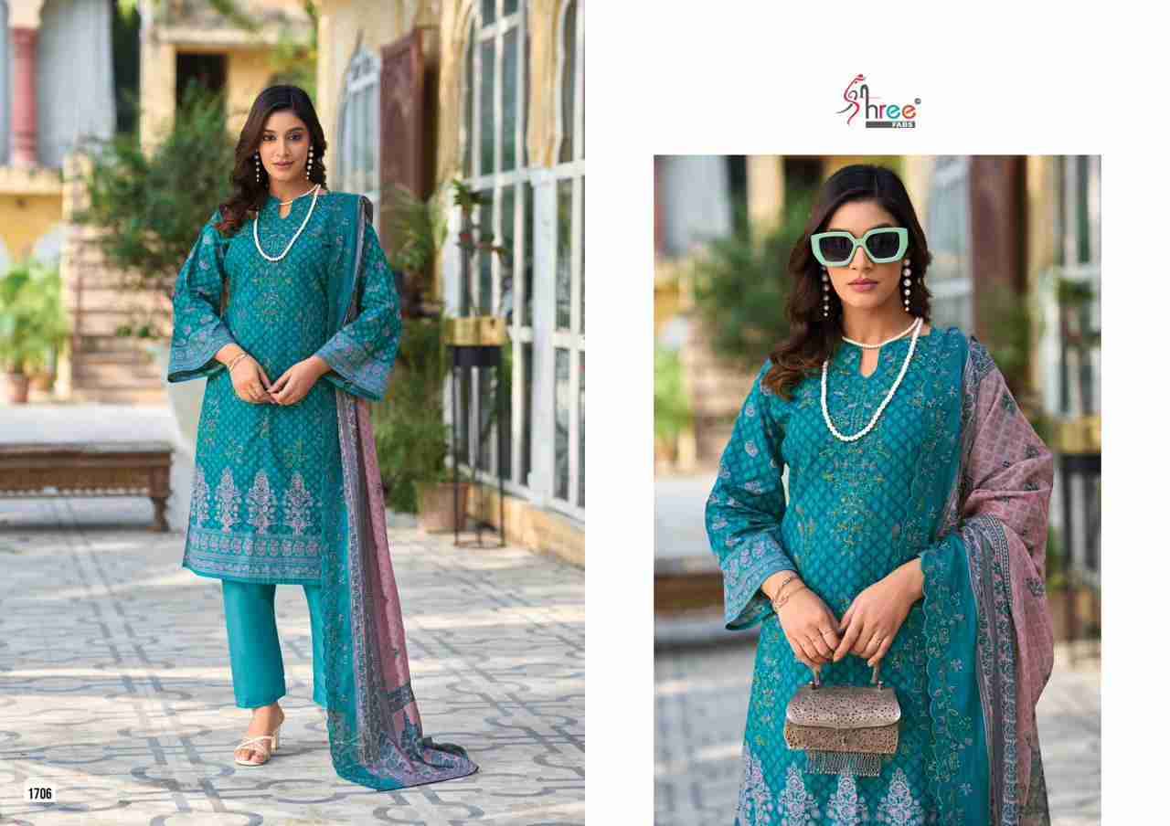 Bin Saeed Lawn Collection Vol-17 By Shree Fabs 1701 To 1706 Series Beautiful Pakistani Suits Colorful Stylish Fancy Casual Wear & Ethnic Wear Pure Cotton With Embroidered Dresses At Wholesale Price