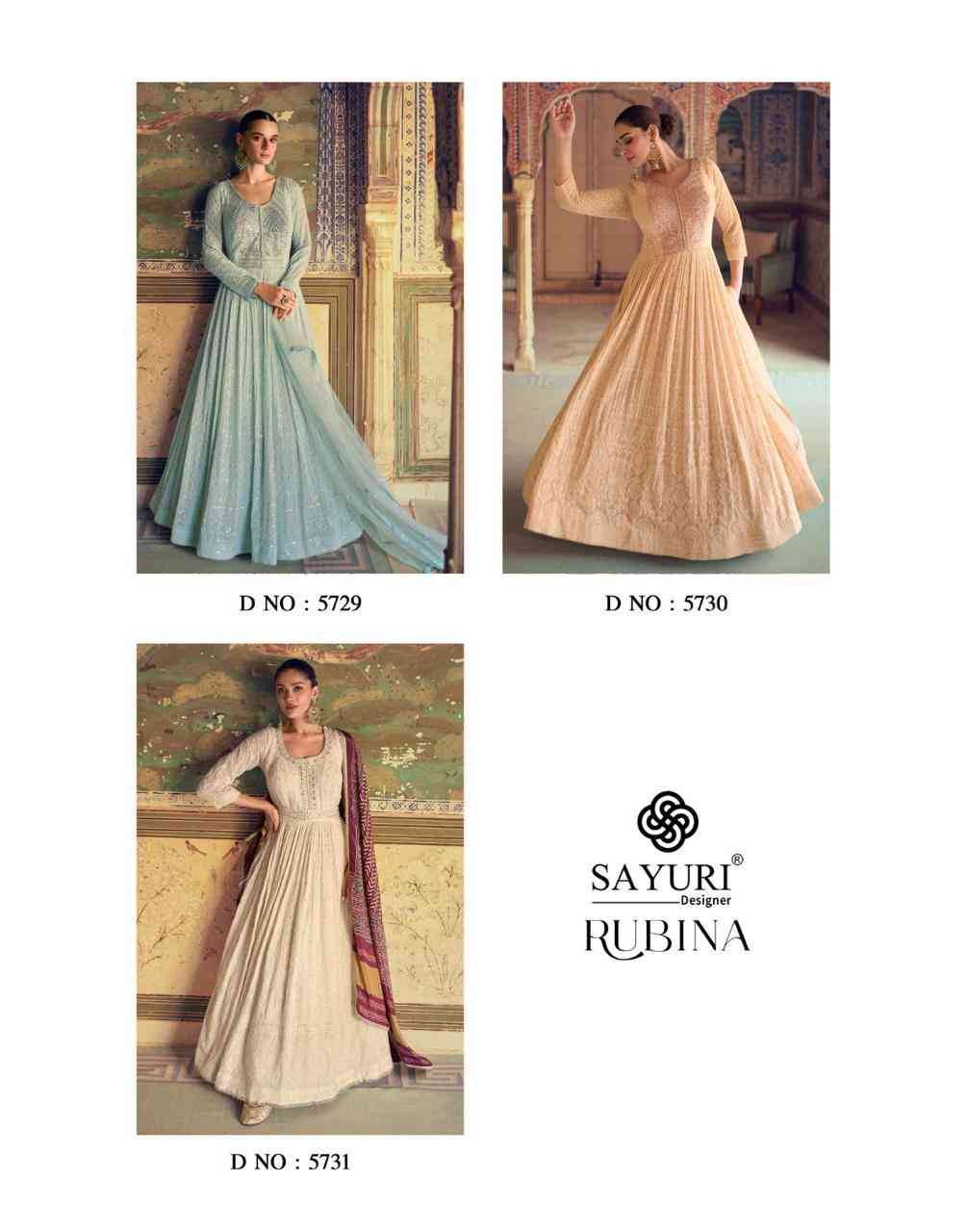 Rubina By Sayuri 5729 To 5731 Series Designer Stylish Fancy Colorful Beautiful Party Wear & Ethnic Wear Collection Georgette Gown With Bottom At Wholesale Price