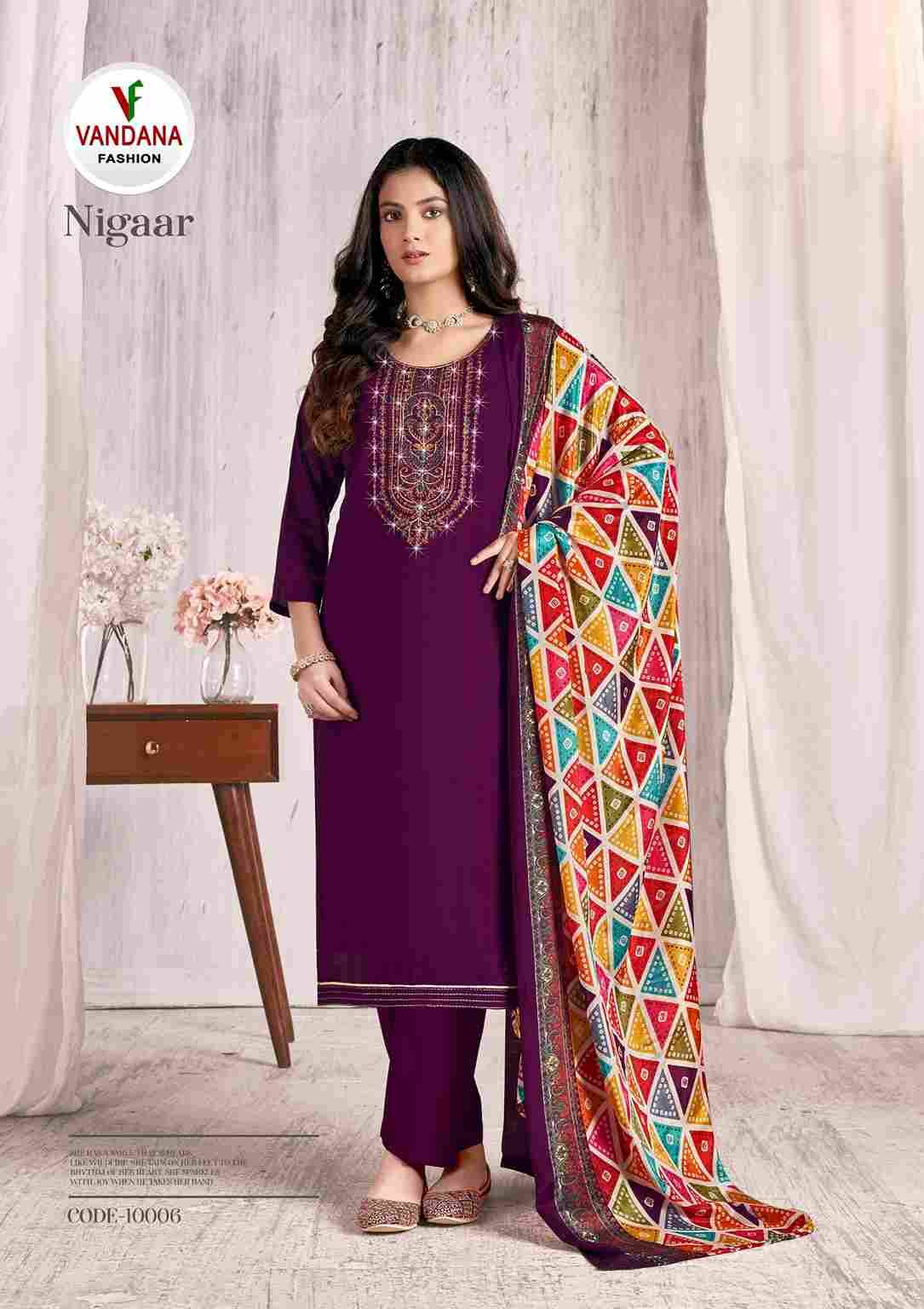 Nigaar Vol-10 By Vandana Fashion 10001 To 10008 Series Beautiful Festive Suits Stylish Fancy Colorful Casual Wear & Ethnic Wear Pure Rayon Slub Print Dresses At Wholesale Price