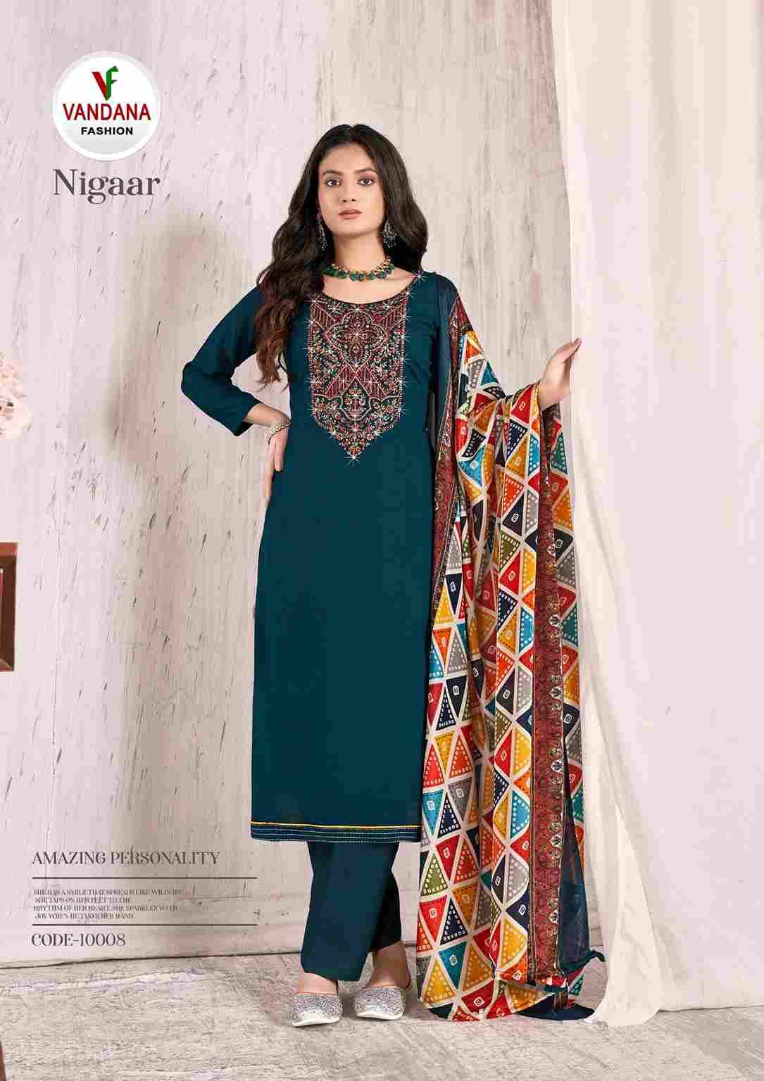 Nigaar Vol-10 By Vandana Fashion 10001 To 10008 Series Beautiful Festive Suits Stylish Fancy Colorful Casual Wear & Ethnic Wear Pure Rayon Slub Print Dresses At Wholesale Price