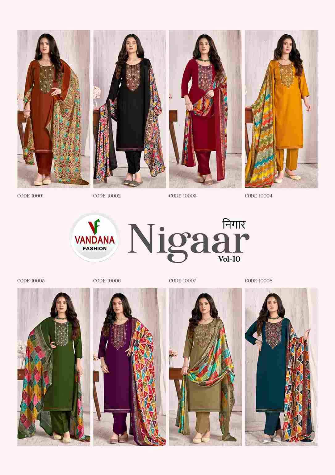 Nigaar Vol-10 By Vandana Fashion 10001 To 10008 Series Beautiful Festive Suits Stylish Fancy Colorful Casual Wear & Ethnic Wear Pure Rayon Slub Print Dresses At Wholesale Price