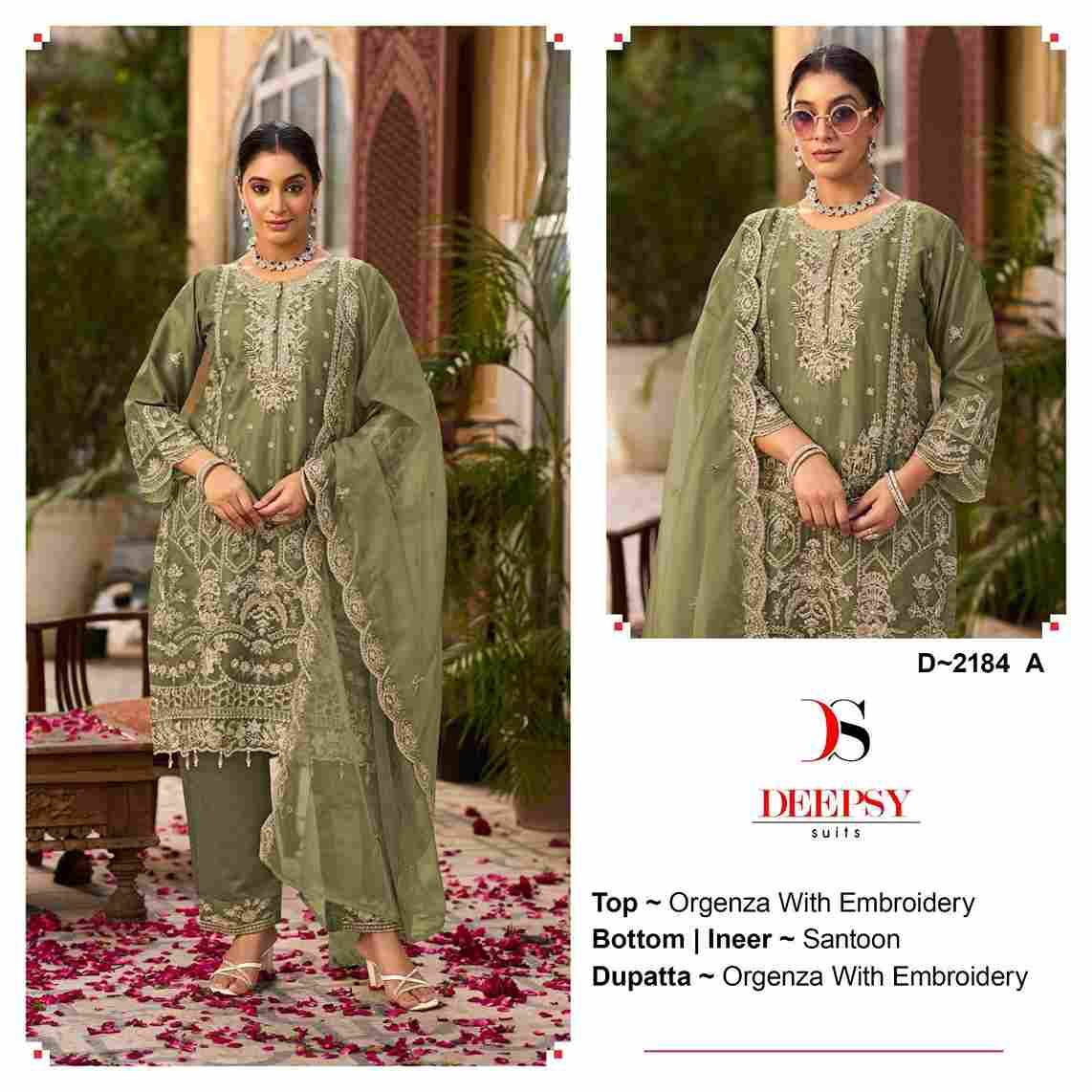 Deepsy Hit Design 2184 Colours By Deepsy Suits 2184-A To 2184-D Series Beautiful Pakistani Suits Colorful Stylish Fancy Casual Wear & Ethnic Wear Organza Embroidered Dresses At Wholesale Price