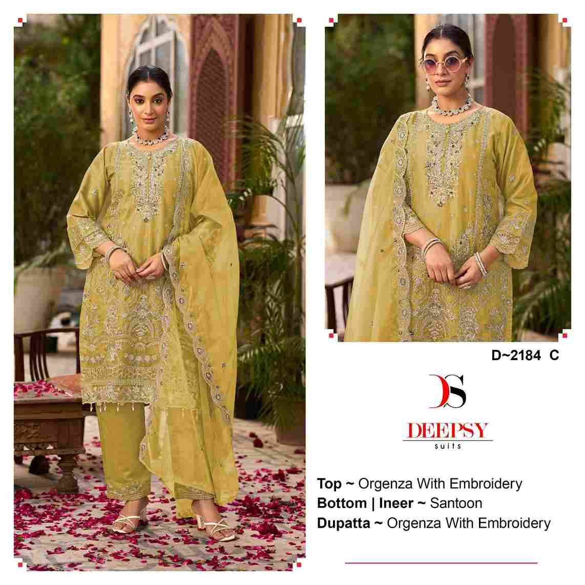 Deepsy Hit Design 2184 Colours By Deepsy Suits 2184-A To 2184-D Series Beautiful Pakistani Suits Colorful Stylish Fancy Casual Wear & Ethnic Wear Organza Embroidered Dresses At Wholesale Price