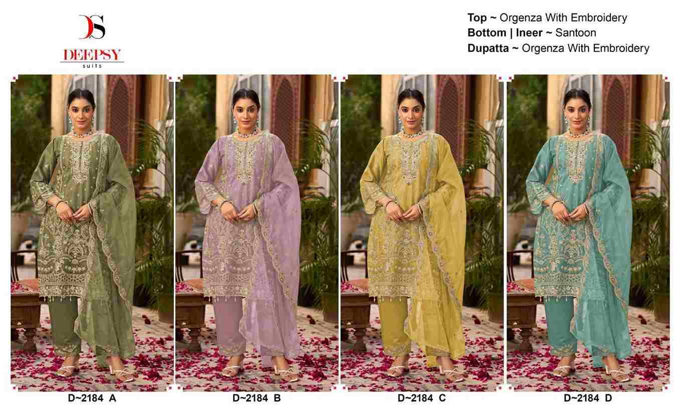 Deepsy Hit Design 2184 Colours By Deepsy Suits 2184-A To 2184-D Series Beautiful Pakistani Suits Colorful Stylish Fancy Casual Wear & Ethnic Wear Organza Embroidered Dresses At Wholesale Price