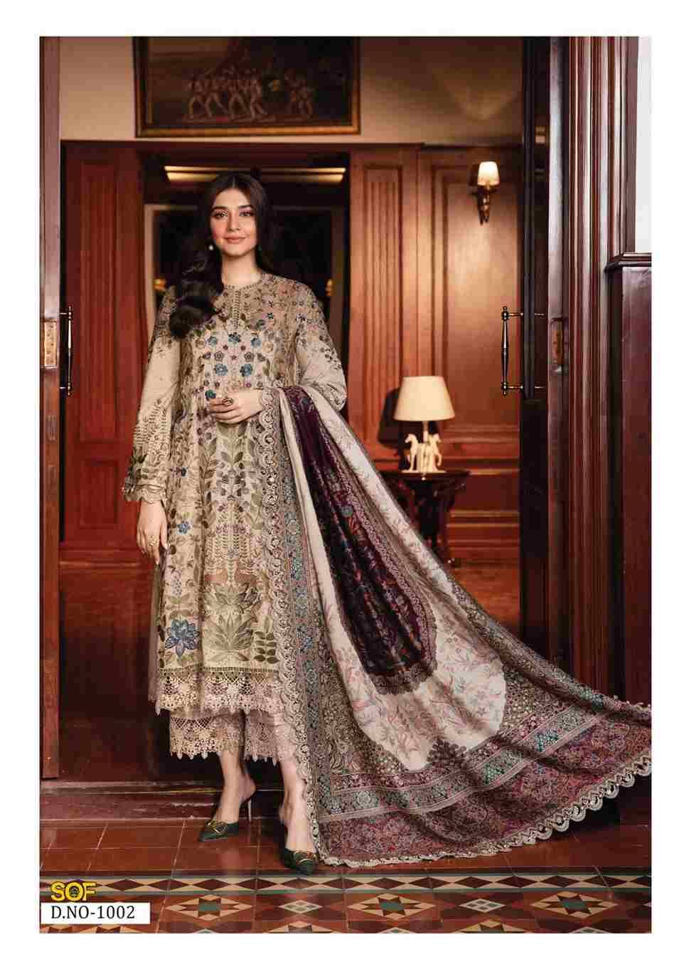 Asim Jofa By Shree Om Fab 1001 To 1006 Series Designer Pakistani Suits Beautiful Fancy Stylish Colorful Party Wear & Occasional Wear Pure Cotton With Embroidery Dresses At Wholesale Price