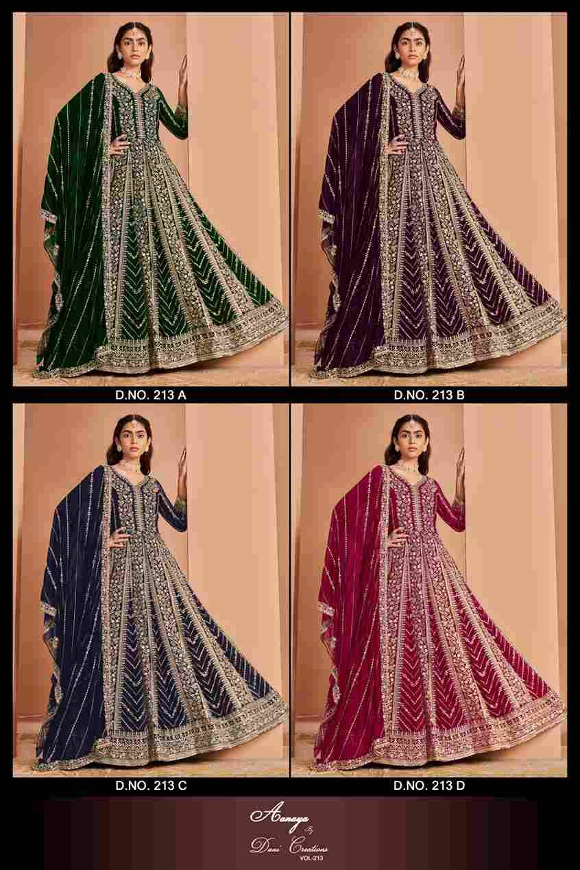 Aanaya Vol-213 By Twisha 213-A To 213-D Series Beautiful Stylish Fancy Colorful Casual Wear & Ethnic Wear Faux Georgette Gowns With Dupatta At Wholesale Price