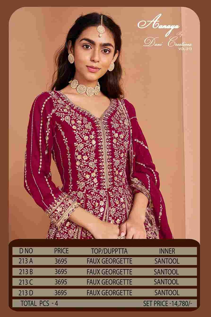 Aanaya Vol-213 By Twisha 213-A To 213-D Series Beautiful Stylish Fancy Colorful Casual Wear & Ethnic Wear Faux Georgette Gowns With Dupatta At Wholesale Price