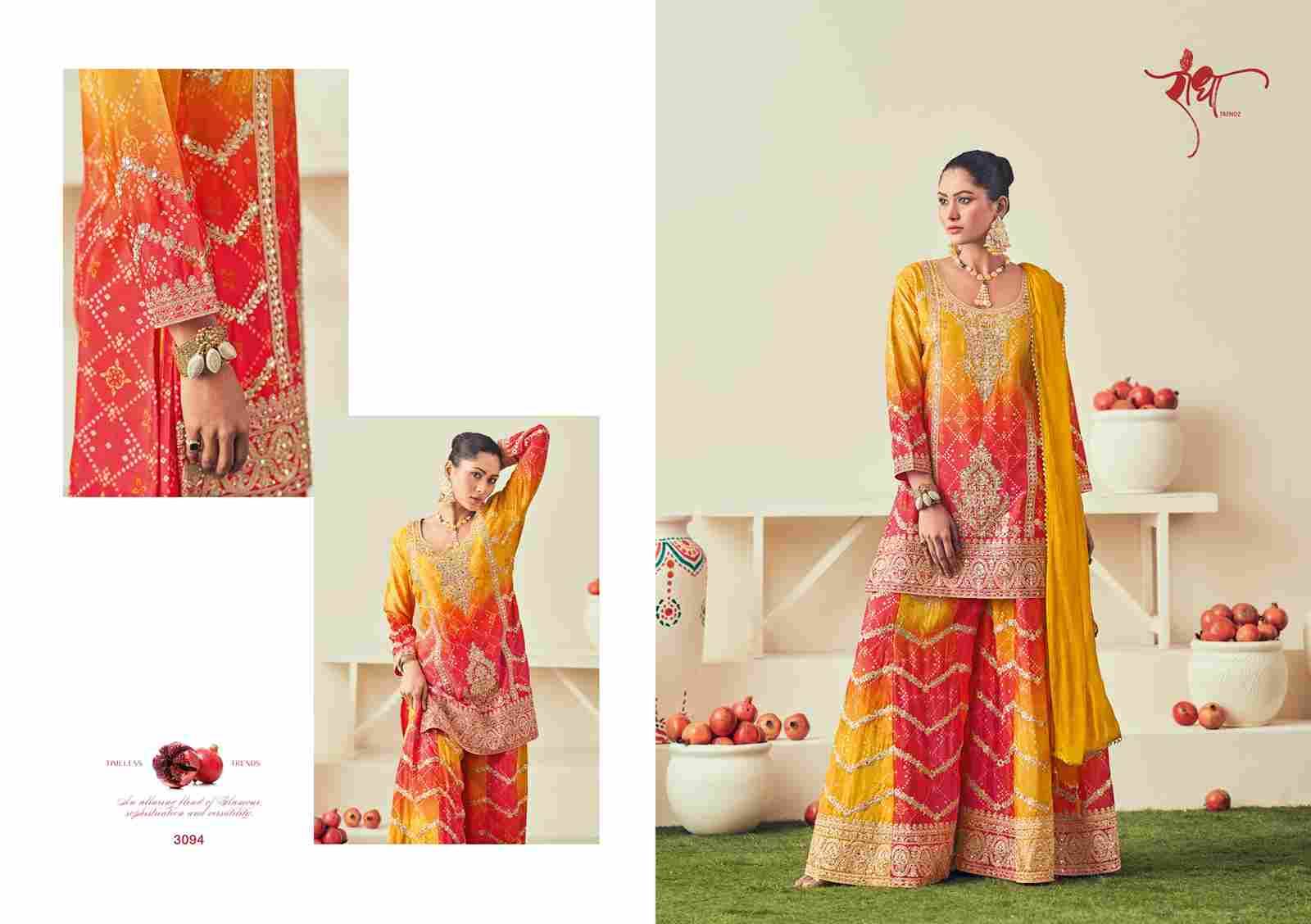 Rangmahal By Radha Trendz 3091 To 3094 Series Sharara Suits Beautiful Fancy Colorful Stylish Party Wear & Occasional Wear Chinnon Dresses At Wholesale Price