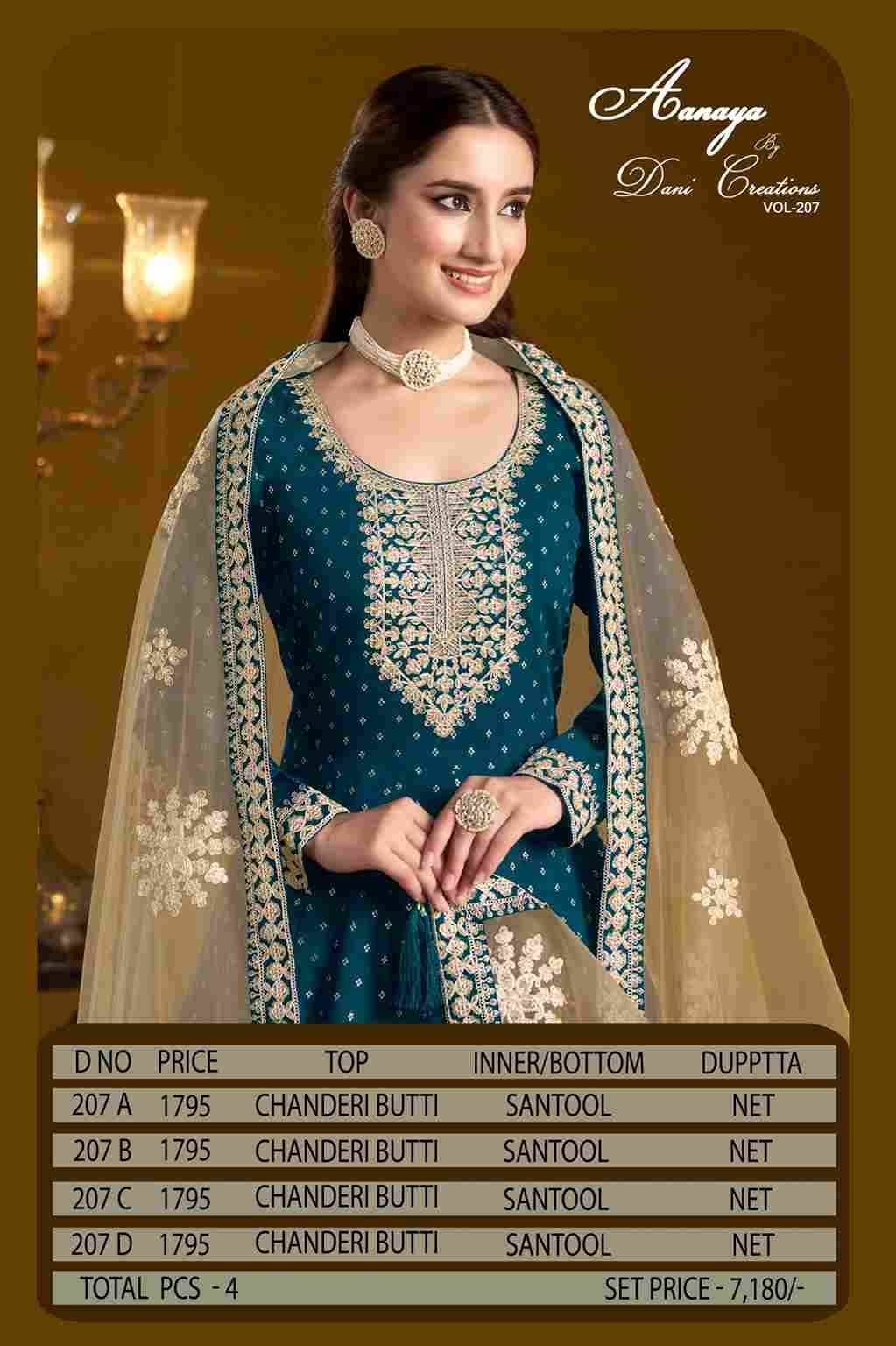 Aanaya Vol-207 By Twisha 207-A To 207-D Series Beautiful Stylish Fancy Colorful Casual Wear & Ethnic Wear Chanderi Butti Gowns With Dupatta At Wholesale Price