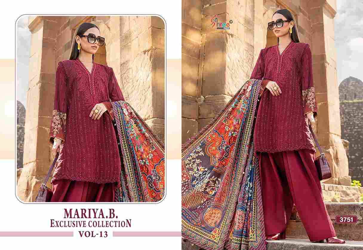 Mariya.B. Exclusive Collection Vol-13 By Shree Fabs 3750 To 3755 Series Beautiful Pakistani Suits Colorful Stylish Fancy Casual Wear & Ethnic Wear Pure Rayon With Embroidered Dresses At Wholesale Price