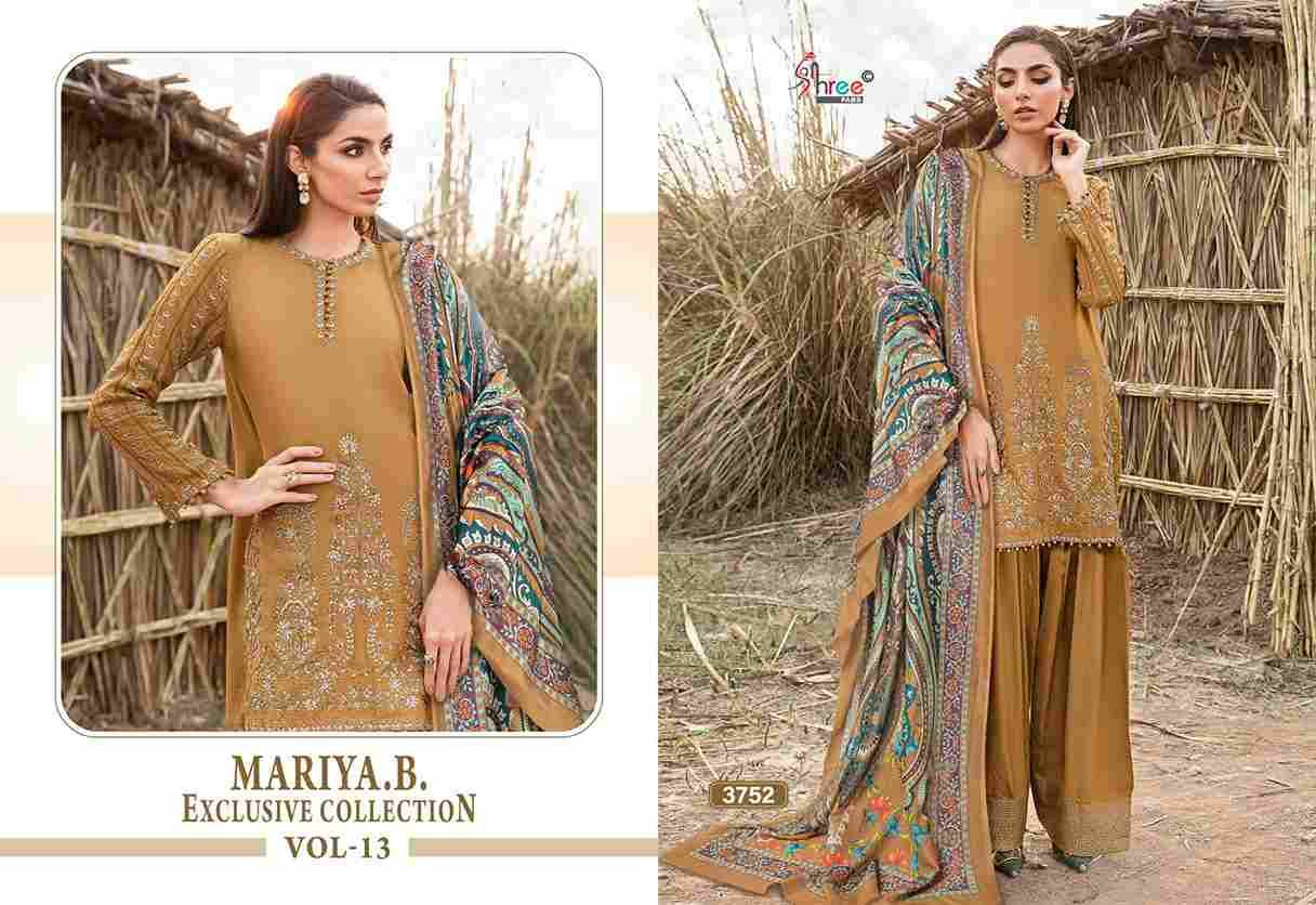 Mariya.B. Exclusive Collection Vol-13 By Shree Fabs 3750 To 3755 Series Beautiful Pakistani Suits Colorful Stylish Fancy Casual Wear & Ethnic Wear Pure Rayon With Embroidered Dresses At Wholesale Price