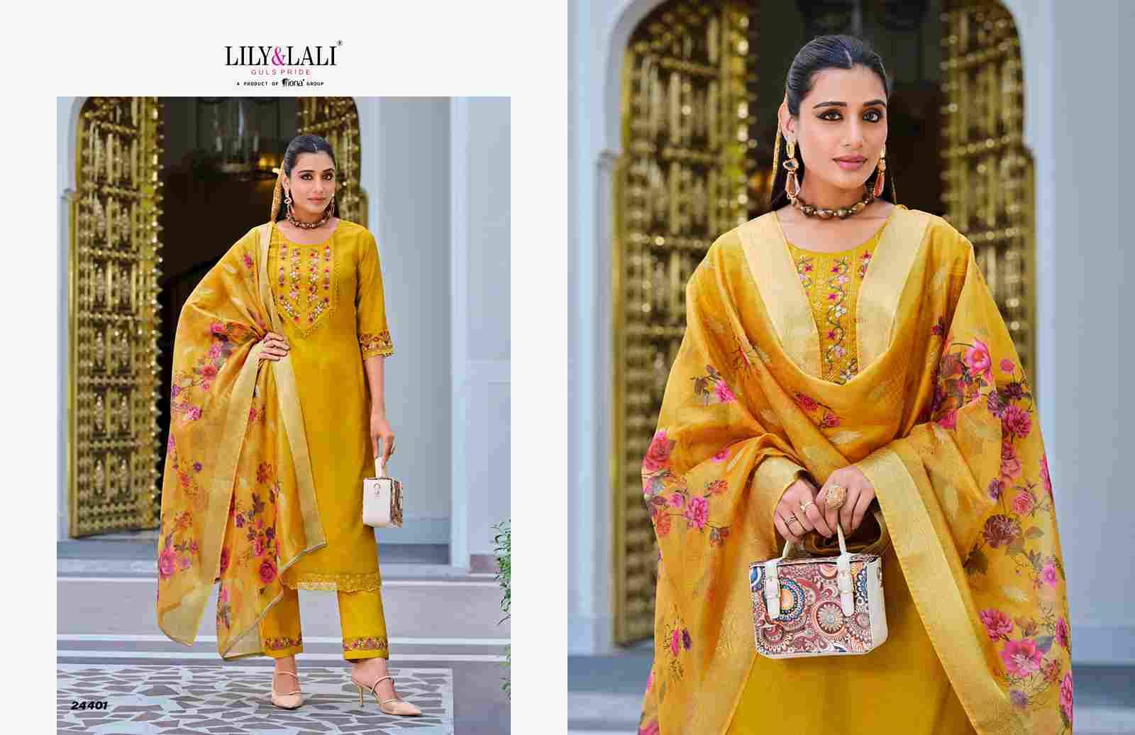 Malvika Vol-3 By Lily And Lali 24401 To 24406 Series Beautiful Festive Suits Colorful Stylish Fancy Casual Wear & Ethnic Wear Pure Viscose Organza Dresses At Wholesale Price