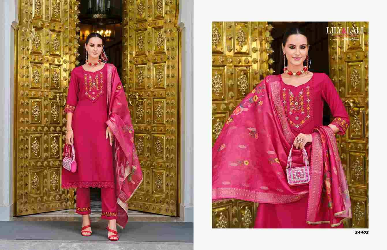 Malvika Vol-3 By Lily And Lali 24401 To 24406 Series Beautiful Festive Suits Colorful Stylish Fancy Casual Wear & Ethnic Wear Pure Viscose Organza Dresses At Wholesale Price