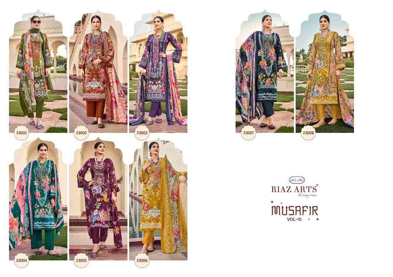 Musafir Vol-15 By Riaz Arts 23001 To 23008 Series Wholesale Designer Pakistani Suits Collection Beautiful Stylish Fancy Colorful Party Wear & Occasional Wear Pure Lawn Print With Embroidered Dresses At Wholesale Price