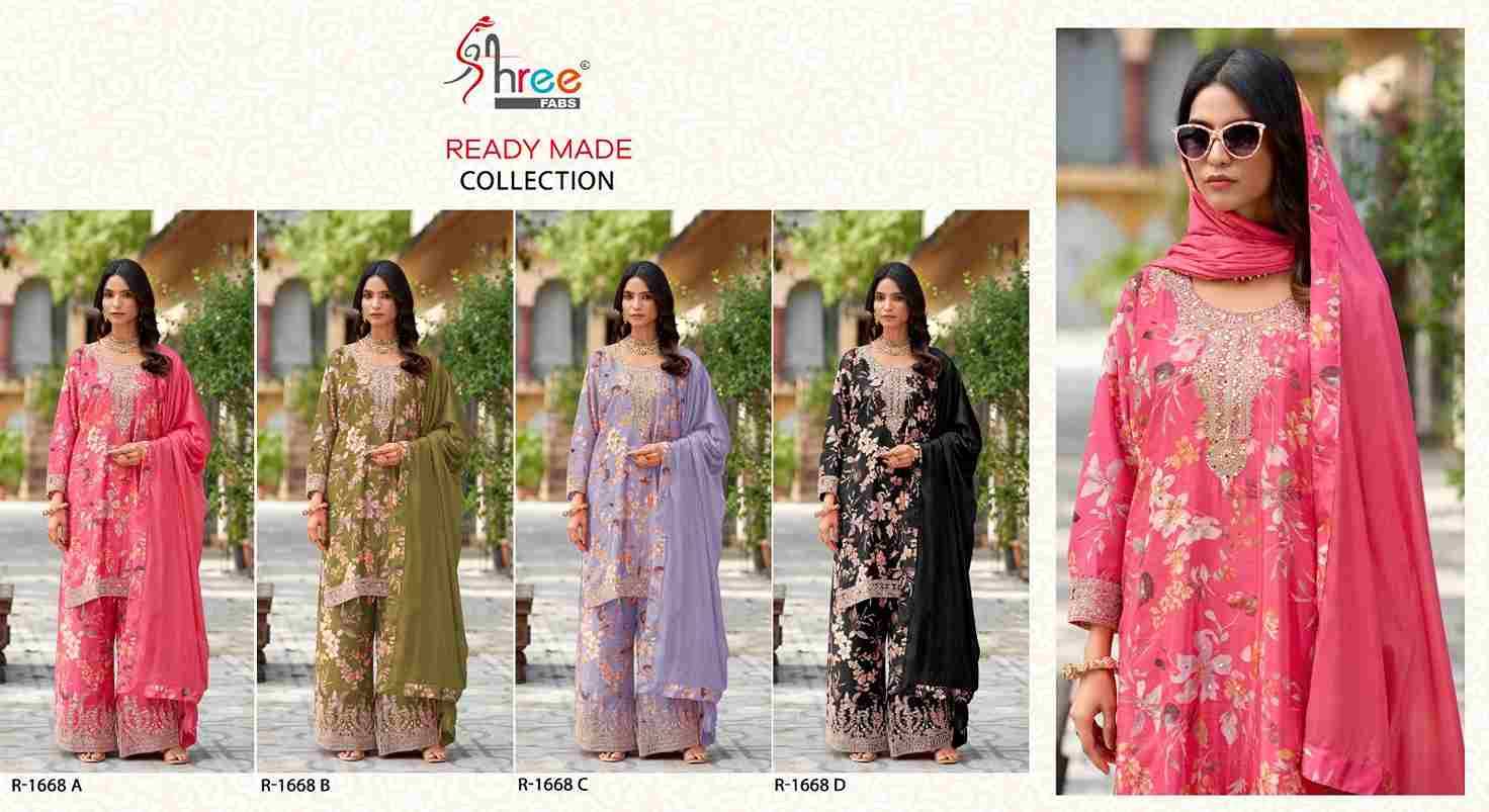 Shree Fabs Hit Design R-1668 Colours By Shree Fabs R-1668-A To R-1668-D Series Designer Pakistani Suits Collection Beautiful Stylish Fancy Colorful Party Wear & Occasional Wear Chinnon Dresses At Wholesale Price