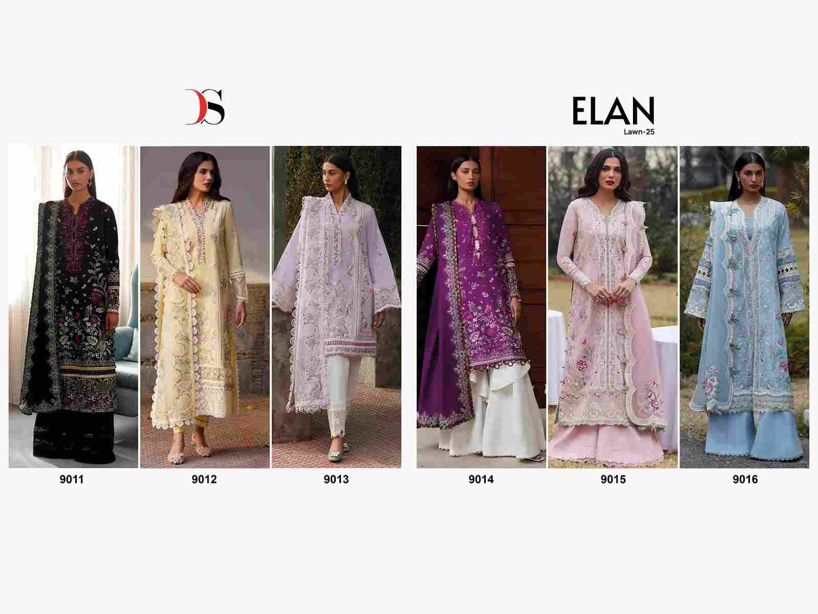 Elan Lawn-25 By Deepsy Suits 9011 To 9016 Series Designer Pakistani Suits Beautiful Stylish Fancy Colorful Party Wear & Occasional Wear Pure Cotton Embroidered Dresses At Wholesale Price