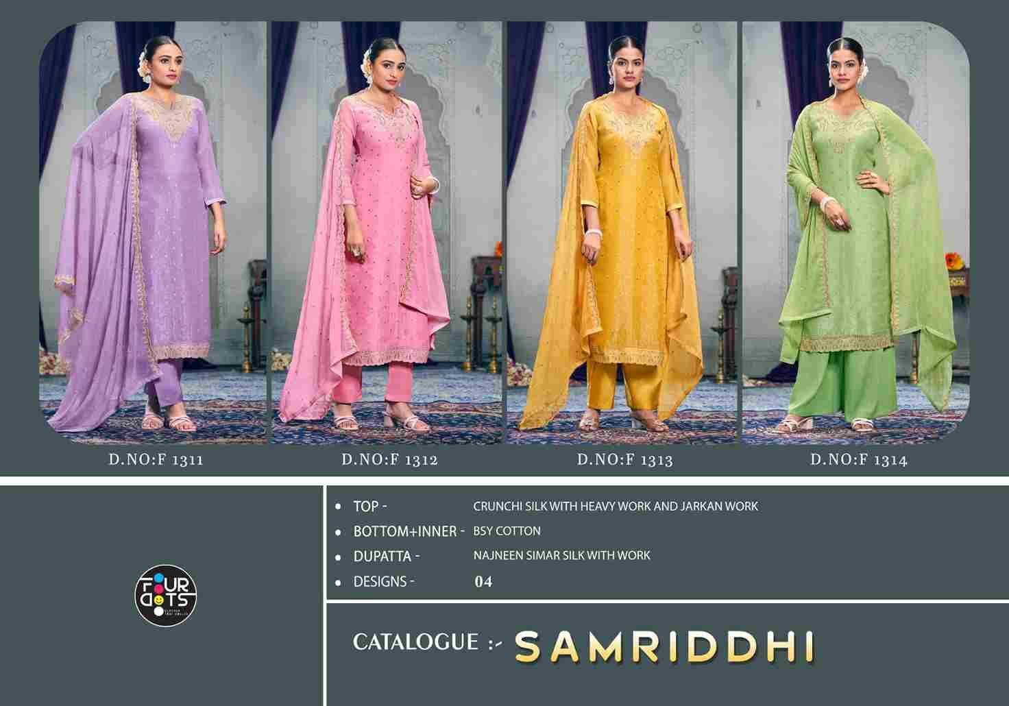 Samriddhi By Four Dots 1311 To 1314 Series Beautiful Festive Suits Colorful Stylish Fancy Casual Wear & Ethnic Wear Silk Dresses At Wholesale Price