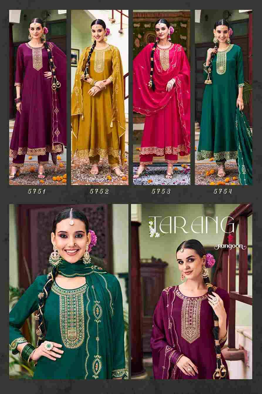 Tarang By Rangoon 5751 To 5754 Series Beautiful Stylish Festive Suits Fancy Colorful Casual Wear & Ethnic Wear & Ready To Wear Chinnon Silk Print Dresses At Wholesale Price