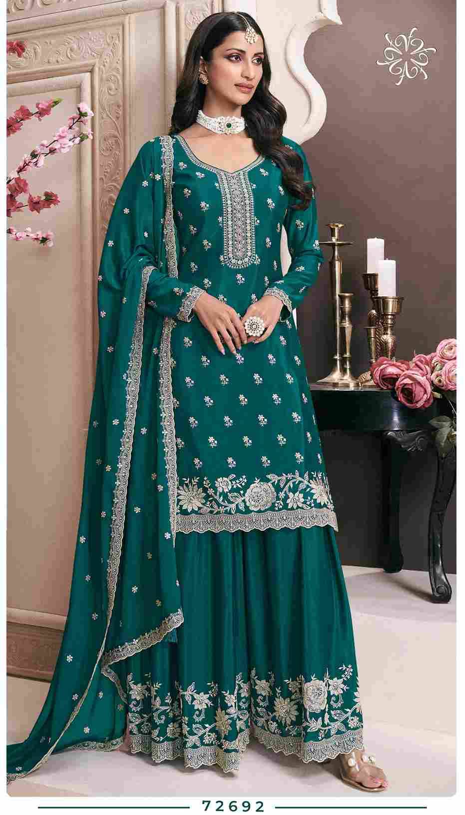 Saayori By Vinay Fashion 72691 To 72696 Series Designer Festive Suits Collection Beautiful Stylish Fancy Colorful Party Wear & Occasional Wear Chinnon Dresses At Wholesale Price