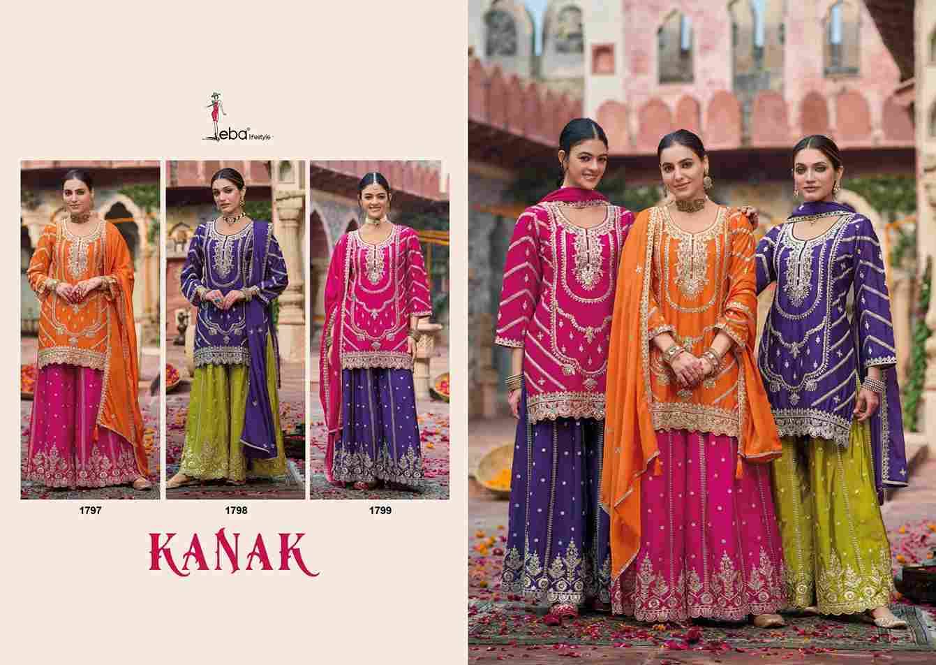 Kanak By Eba Lifestyle 1797 To 1799 Series Beautiful Festive Suits Colorful Stylish Fancy Casual Wear & Ethnic Wear Chinnon Embroidery Dresses At Wholesale Price