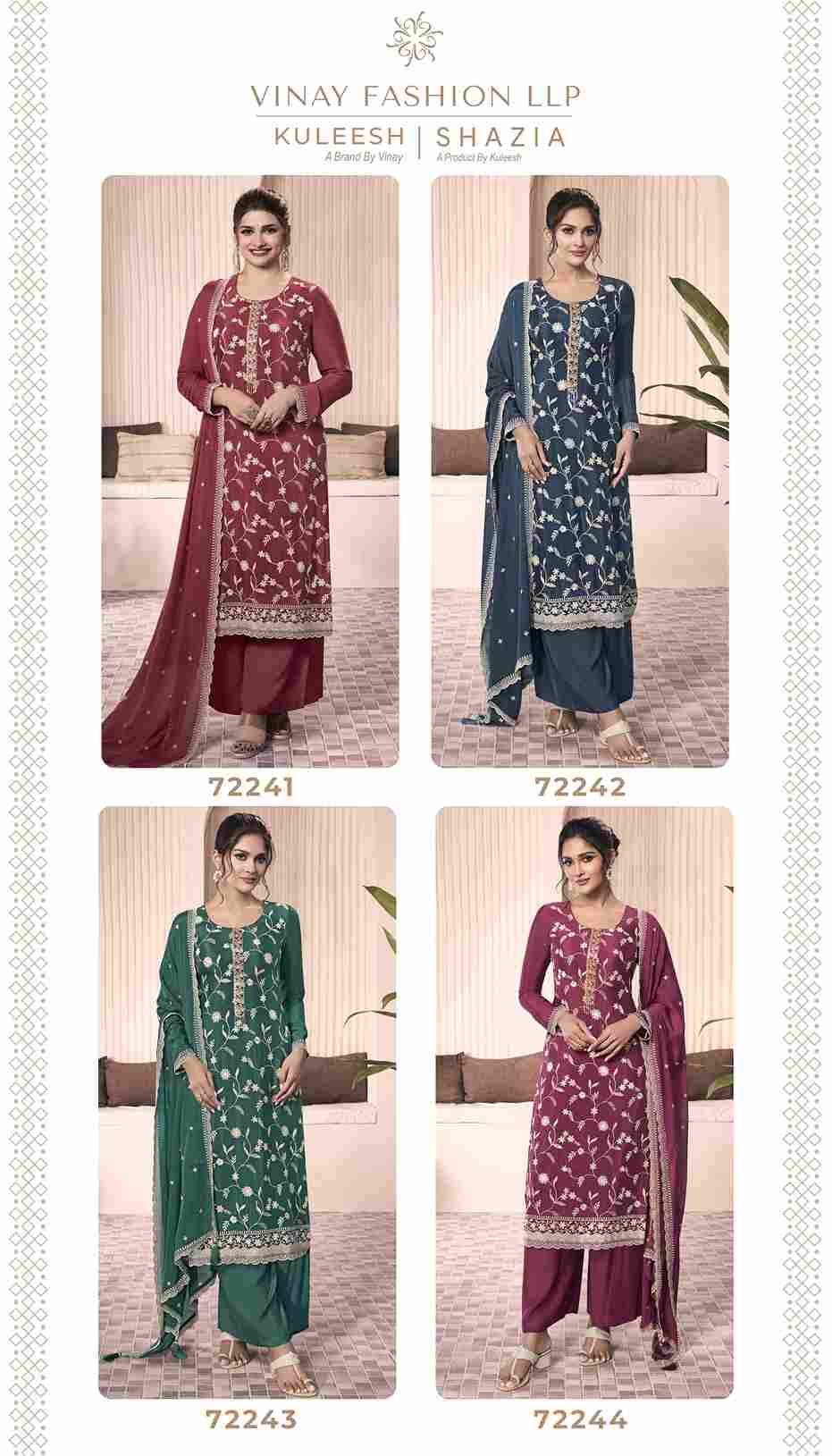 Shazia By Vinay Fashion 72241 To 72244 Series Designer Festive Suits Collection Beautiful Stylish Fancy Colorful Party Wear & Occasional Wear Chinnon Dresses At Wholesale Price