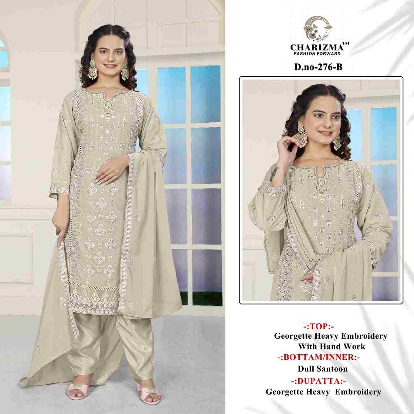 Charizma 276 Colours By Charizma Fashion 276-A To 276-D Series Beautiful Pakistani Suits Colorful Stylish Fancy Casual Wear & Ethnic Wear Soft Georgette Embroidered Dresses At Wholesale Price