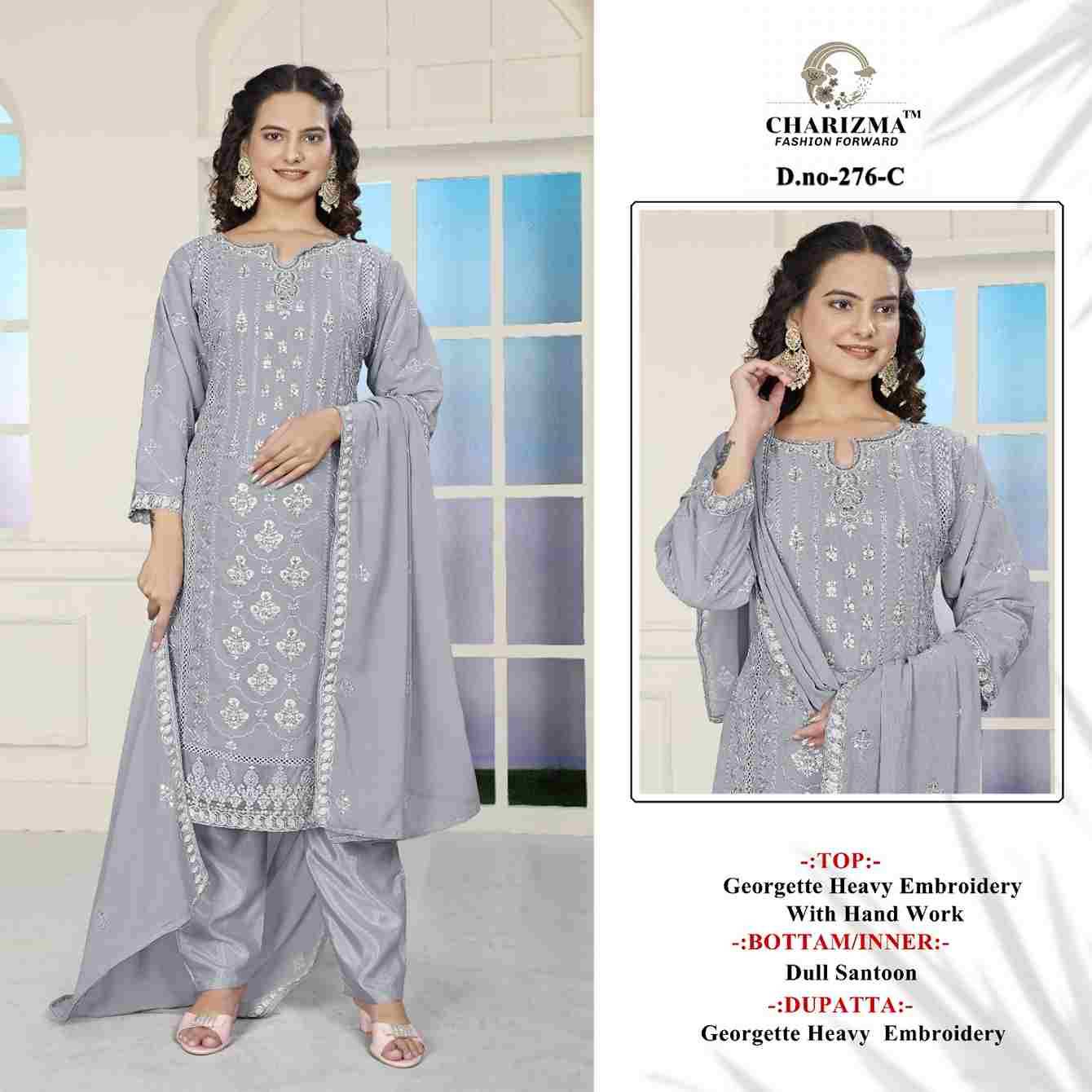 Charizma 276 Colours By Charizma Fashion 276-A To 276-D Series Beautiful Pakistani Suits Colorful Stylish Fancy Casual Wear & Ethnic Wear Soft Georgette Embroidered Dresses At Wholesale Price