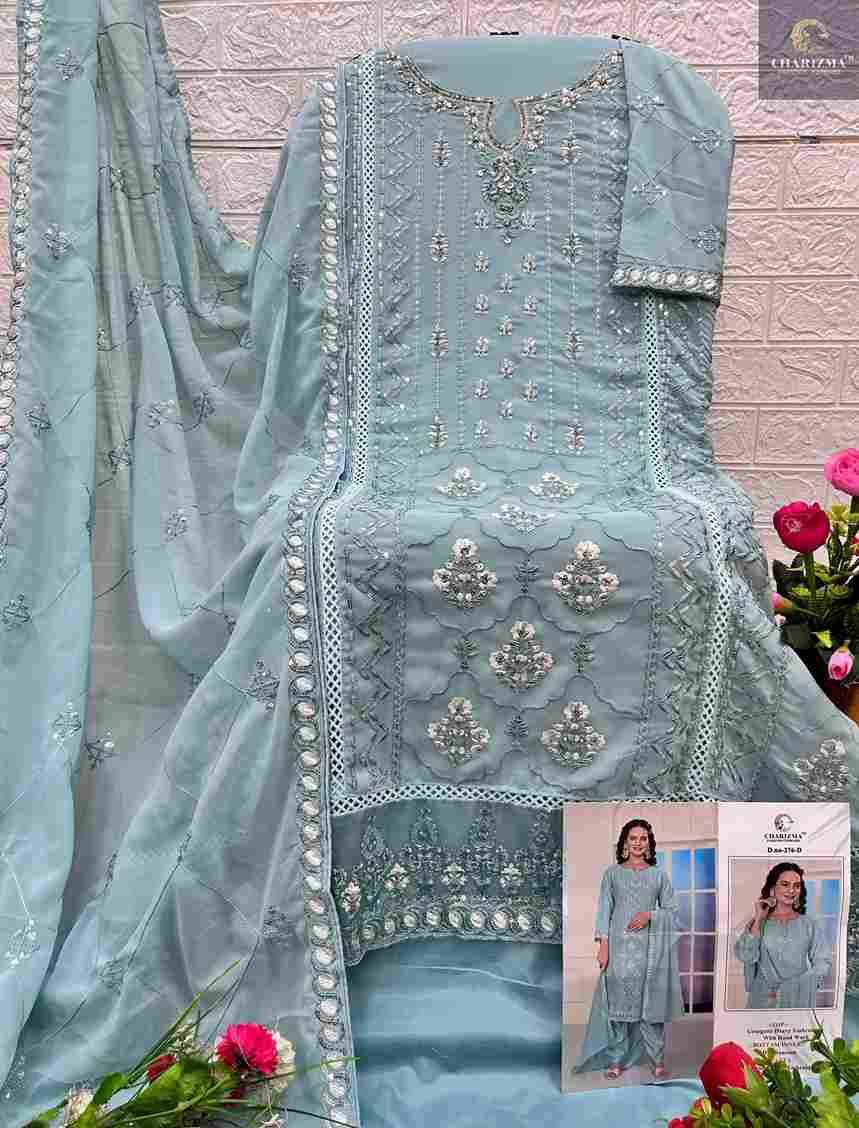 Charizma 276 Colours By Charizma Fashion 276-A To 276-D Series Beautiful Pakistani Suits Colorful Stylish Fancy Casual Wear & Ethnic Wear Soft Georgette Embroidered Dresses At Wholesale Price