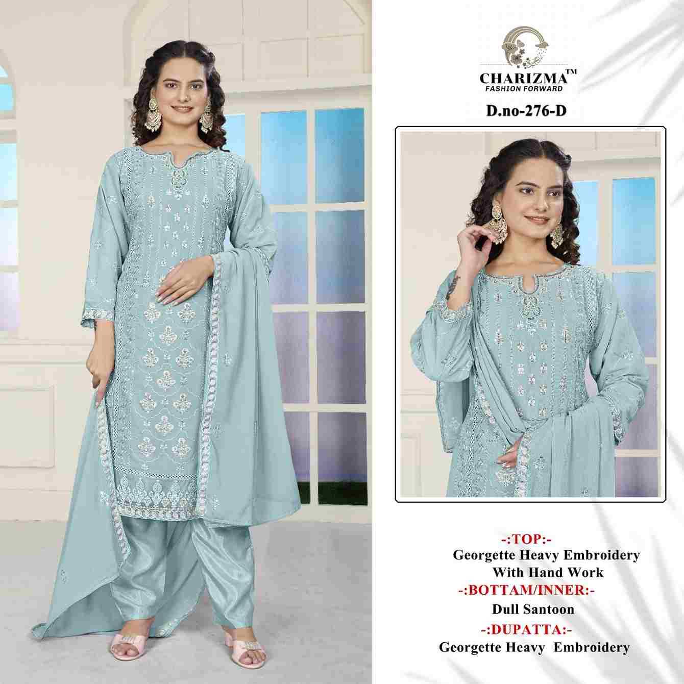 Charizma 276 Colours By Charizma Fashion 276-A To 276-D Series Beautiful Pakistani Suits Colorful Stylish Fancy Casual Wear & Ethnic Wear Soft Georgette Embroidered Dresses At Wholesale Price