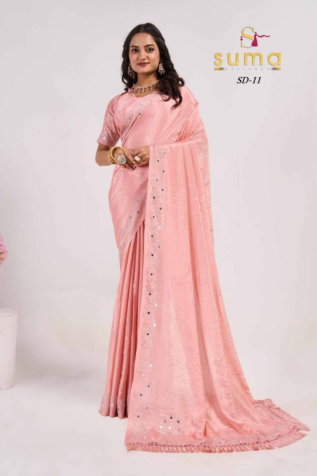 Suma 01 Series By Suma 01 To 11 Series Indian Traditional Wear Collection Beautiful Stylish Fancy Colorful Party Wear & Occasional Wear Chinnon/Georgette Sarees At Wholesale Price