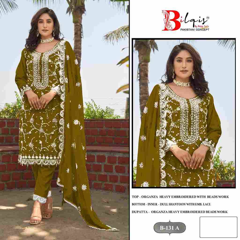 Bilqis 131 Colours By Bilqis 131-A To 131-D Series Beautiful Pakistani Suits Stylish Fancy Colorful Party Wear & Occasional Wear Organza Embroidery Dresses At Wholesale Price