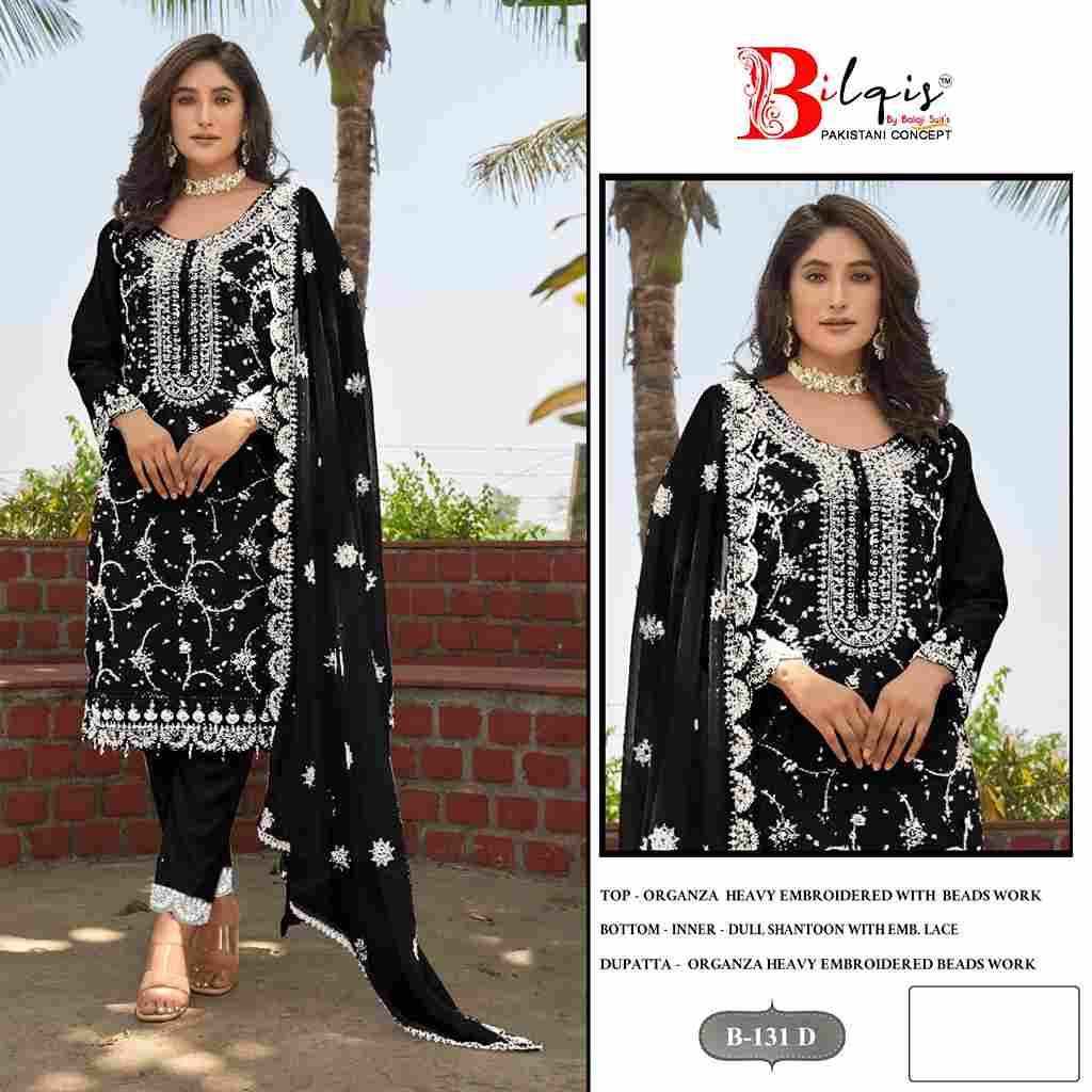 Bilqis 131 Colours By Bilqis 131-A To 131-D Series Beautiful Pakistani Suits Stylish Fancy Colorful Party Wear & Occasional Wear Organza Embroidery Dresses At Wholesale Price