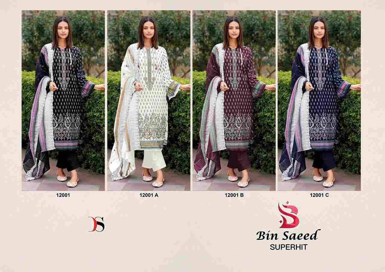 Bin Saeed Superhit By Deepsy Suits 12001 To 12001-C Series Designer Pakistani Suits Beautiful Fancy Stylish Colorful Party Wear & Occasional Wear Pure Cotton With Embroidery Dresses At Wholesale Price